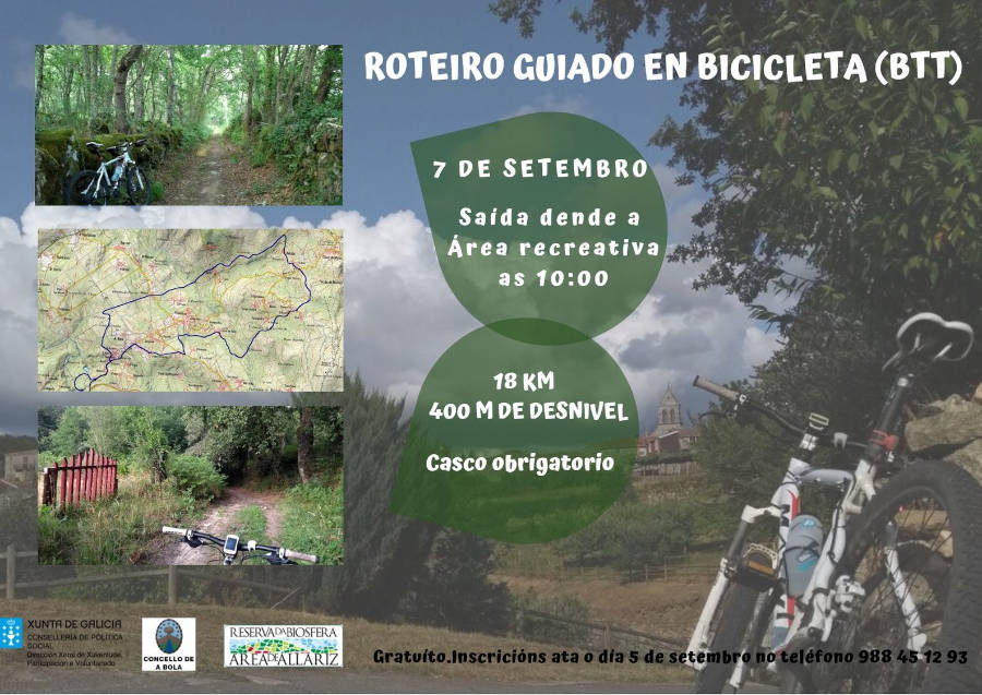Cartel ruta guiada en BTT del Concello de A Bola