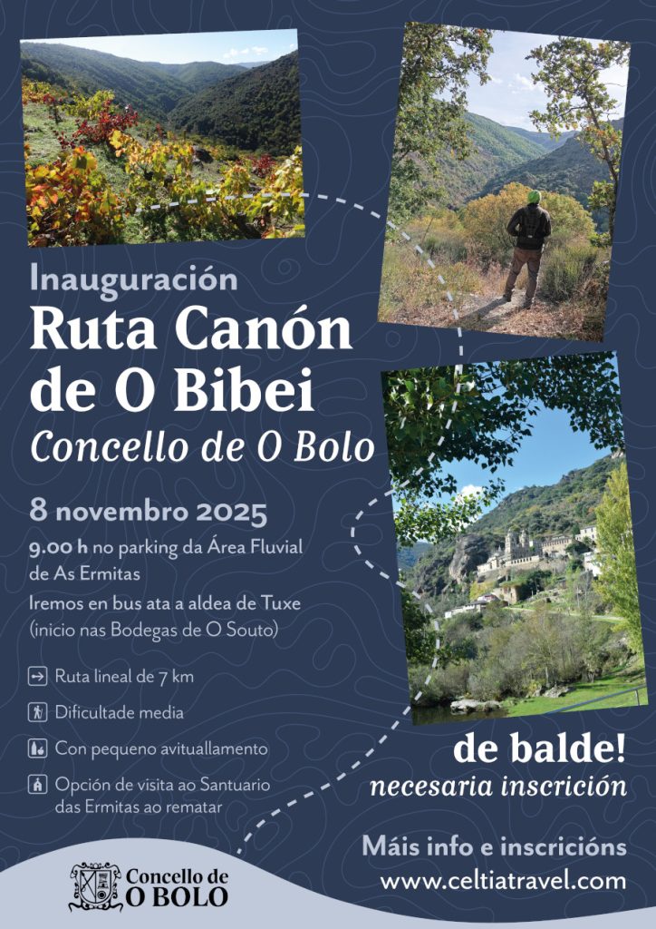 Cartel andaina inauguración Ruta do Canón do Bibei - 8 novembro 2025